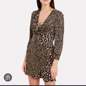 RIXO Lily Leopard Silk Mini Dress